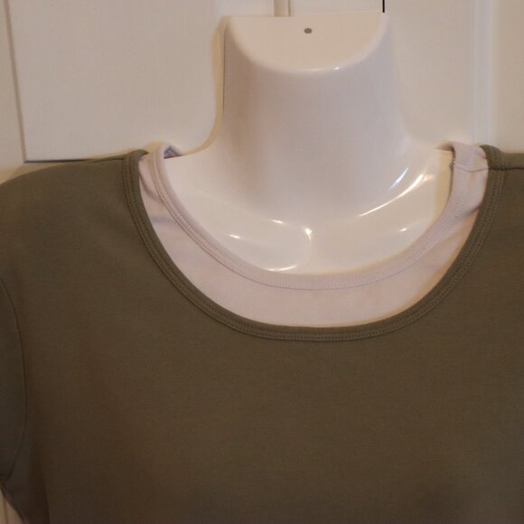 Chico's Green and White Short Sleeve Layered Look Tee Size 2 (US Large) - Picture 9 of 10